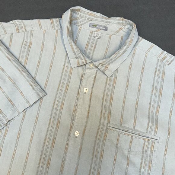 Horny Toad Shirt Mens XXL 2XL Button Up Gray Stripe Casual Camp Short Sleeve - Picture 1 of 15